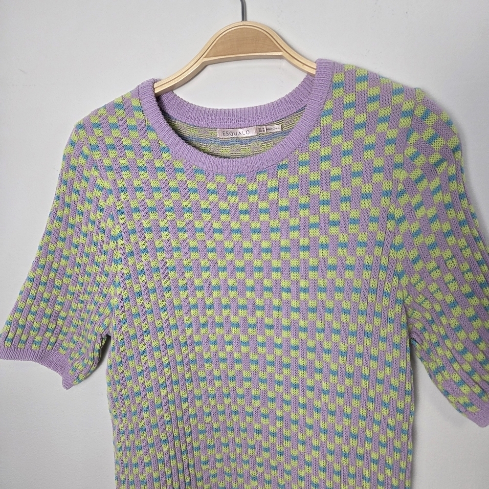 Lavender Check Knit Short-Sleeve Top - Picture 8 of 12